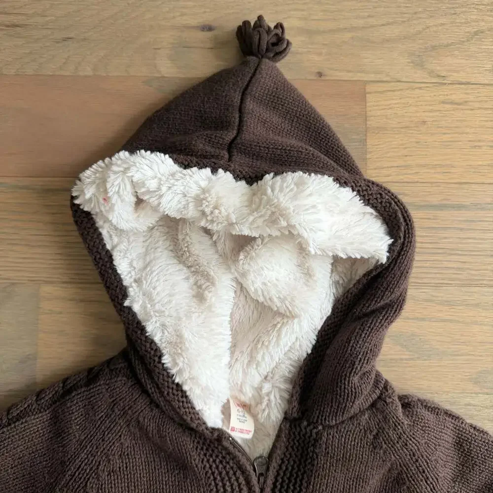 Gap Ado(RED) Brown Knit Baby Wearable Blanket Bunting Sack Hooded 6-12 Months